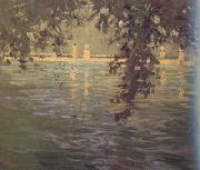 Fujishima takeji Pond Villa d'Este (nn02) Sweden oil painting artist